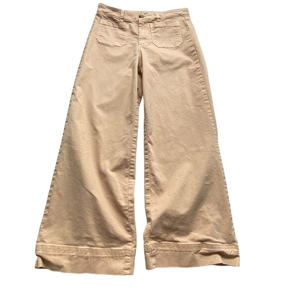 MARINE LAYER Women Wide Leg Pants Sz 6 Peach High Waist Cropped Jeans 30-2 - Picture 10 of 15